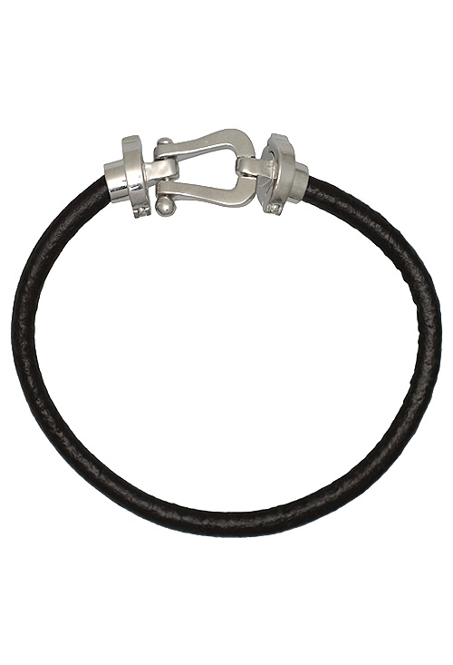 pulsera de cuero y plata motivo estribo 240_BPR22