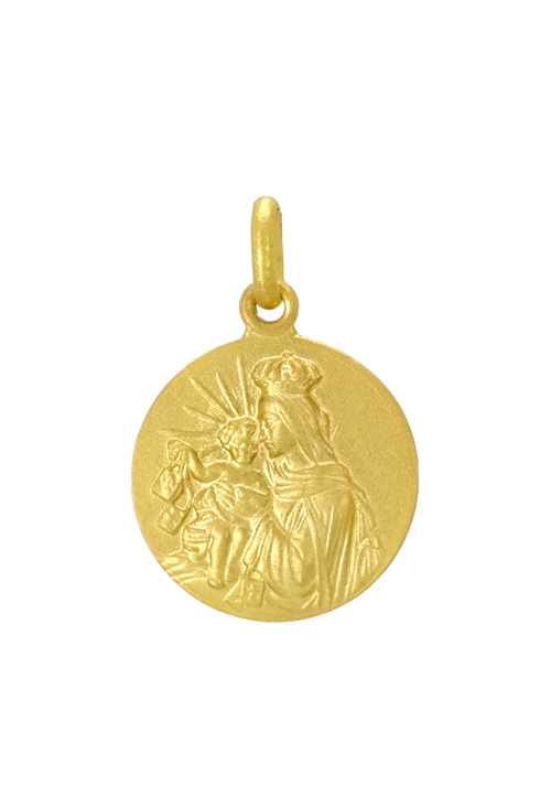 Medalla escapulario religioso oro amarillo Sagrado Corazón y Virgen del Carmen 011_ESSB14 Medalla religiosa Virgen del Carmen
