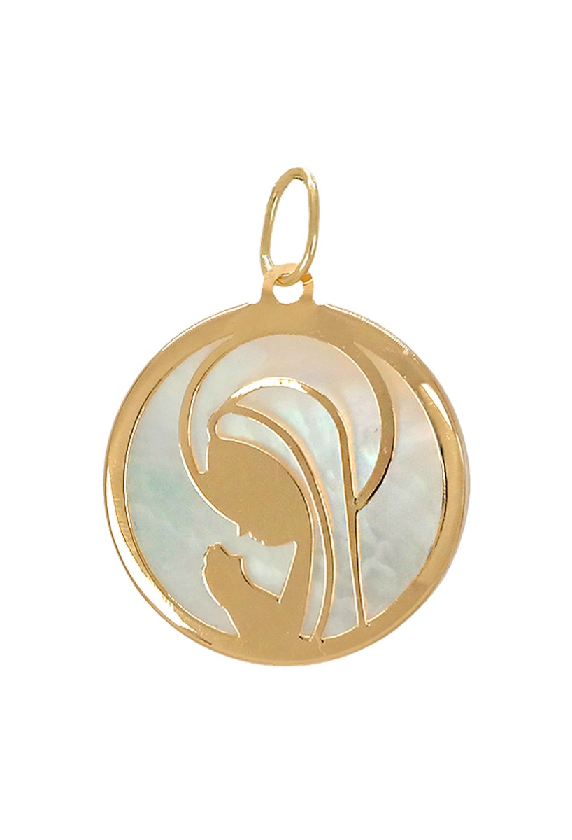 Medalla Virgen Niña oro y nacar 030_2616