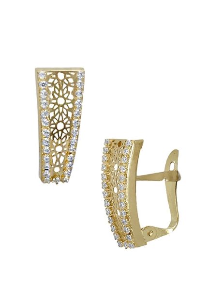 pendientes oro amarillo 18 ktes con circonitas vista lateral 030-2668-01
