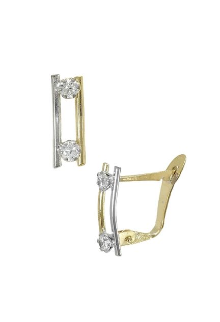 pendientes oro bicolor 18 ktes con circonitas vista lateral 030-2688-01