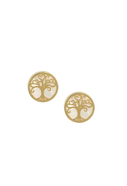 pendientes oro y nacar arbol de la vida vista frontal 030-2662