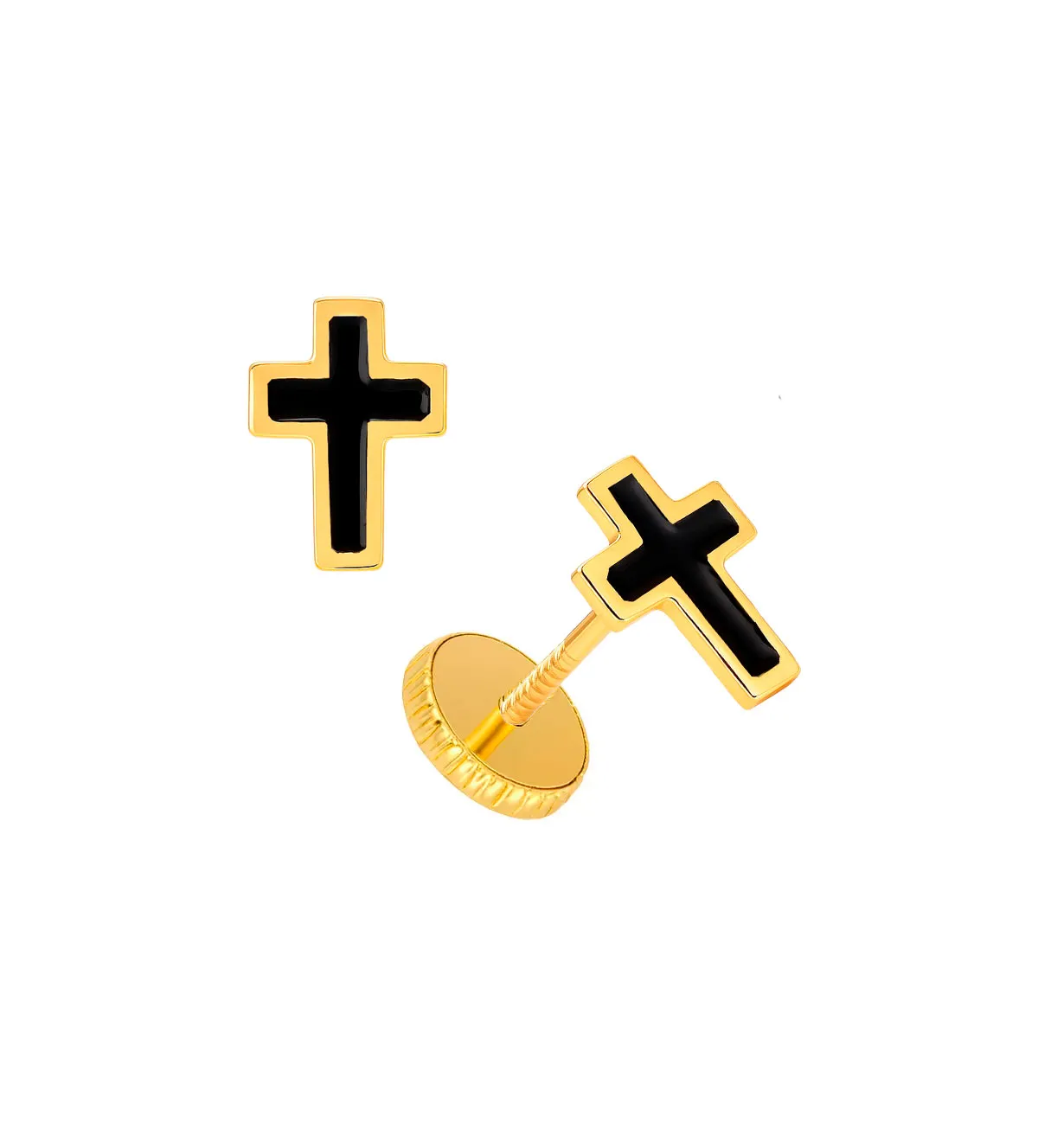 Pendientes de bebé cruz esmaltada en negro pendientes de bebe cruz esmaltada en negro 019_9k4-09175-1