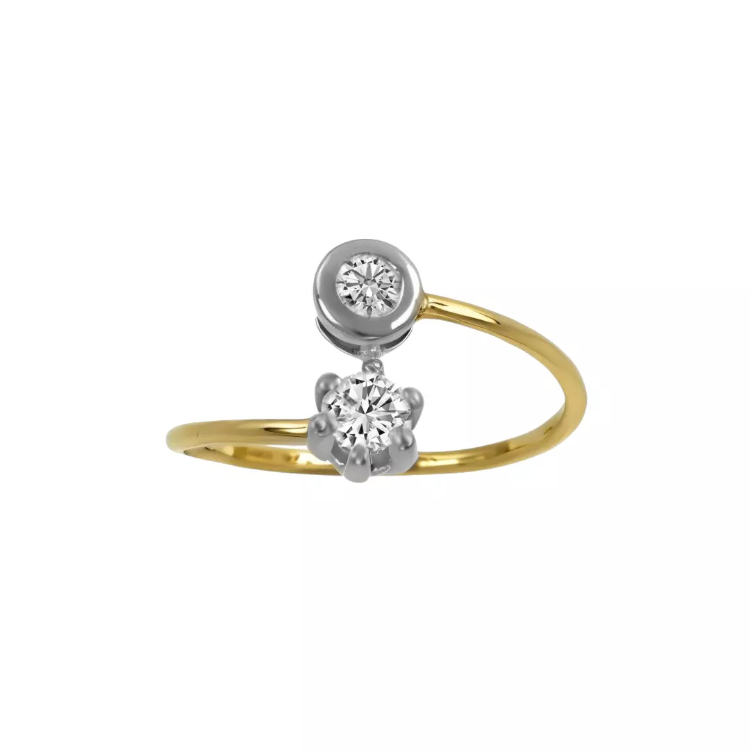 Anillo de oro bicolor con circonitas "Danza de Luz" anillo de oro 18k y circones danza de lus