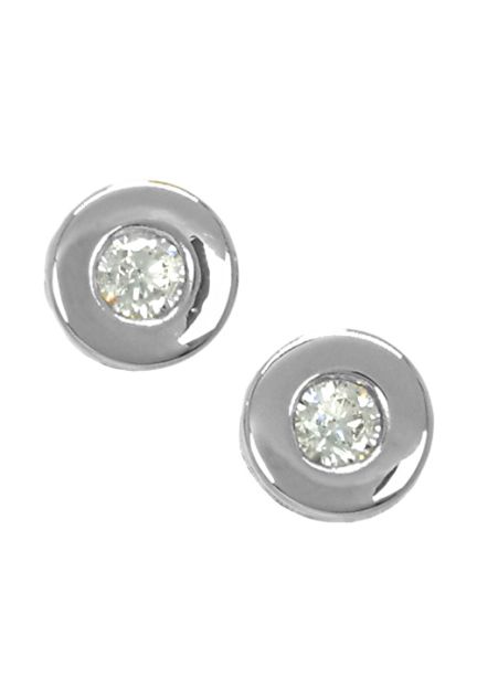 Pendientes de tornillo oro 18 ktes 234_1707-B pendientes de oro blanco 18 ktes con circonitas para bebe foto frontal 234_1707-B