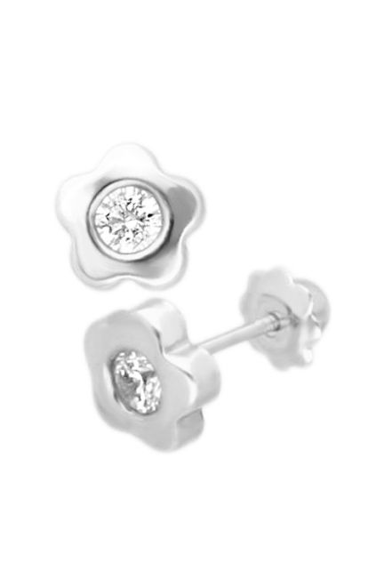 pendientes de oro blanco 18k y circonita forma flor 234_1708-B_01