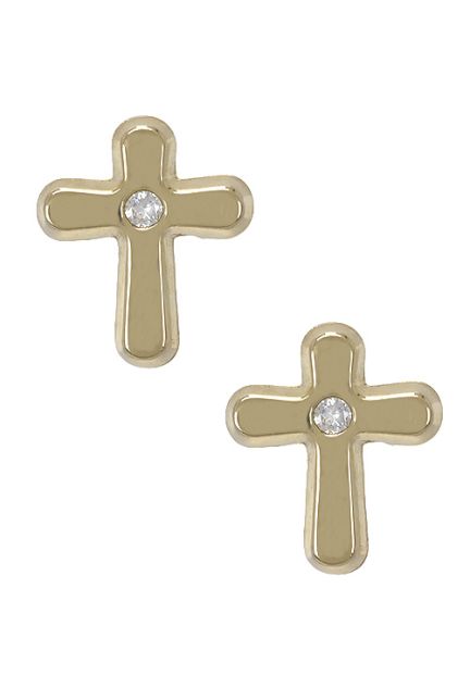 pendientes oro amarillo 18 ktes forma de cruz con circonita 234_2948
