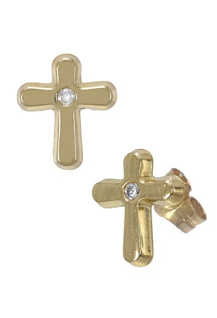 pendientes de oro de ley con forma de cruz decorados con una circonita a precios baratos