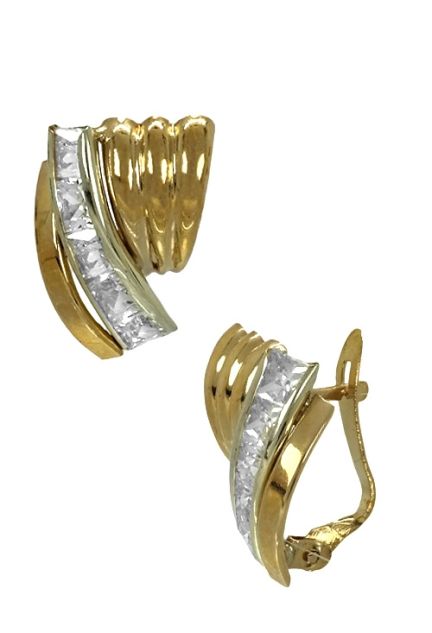 pendientes oro bicolor 9 ktes con circonitas 9K4-09542