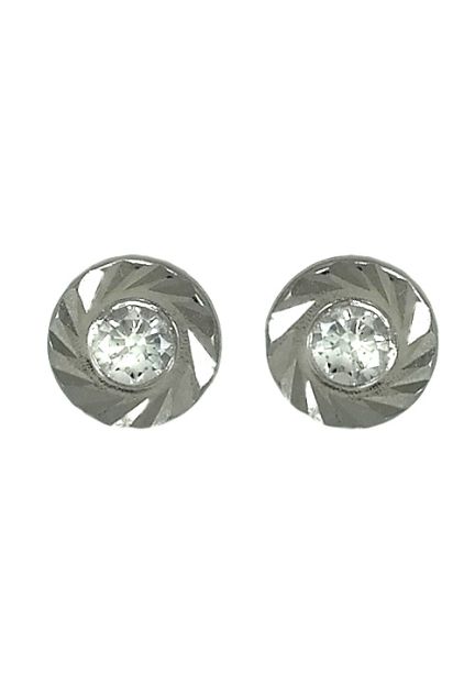 pendientes oro blanco 9 ktes con circonita para bebe vista frontal 019_9K4-04138-2TB