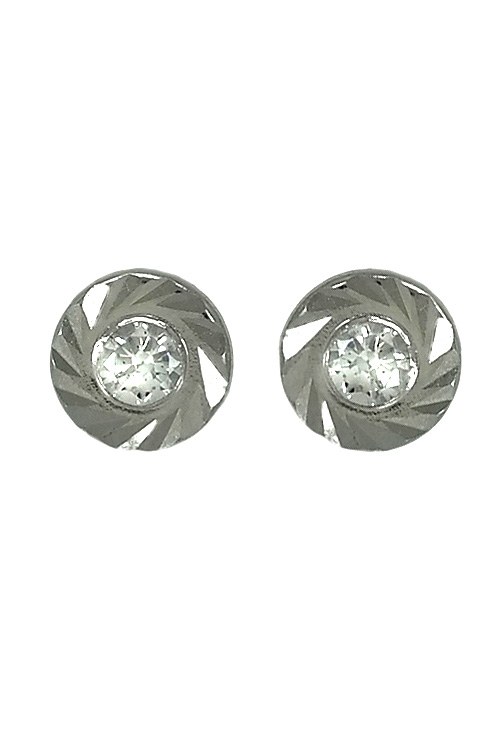 pendientes oro blanco 9 ktes con circonita para bebe vista frontal 019_9K4-04138-2TB