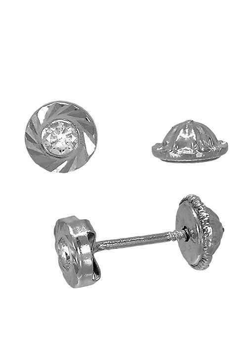 pendientes oro blanco 9 ktes con circonita para bebe vista lateral 019_9K4-04138-2TB_01