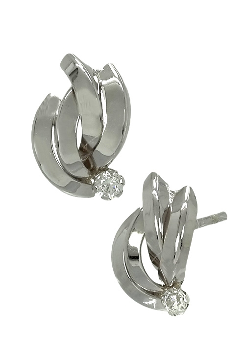 pendientes oro blanco 9 ktes con circonita presiones 019_9K4-09390-B