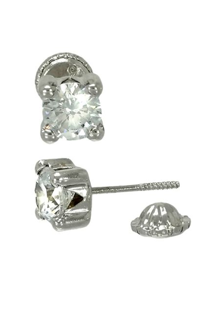 pendientes oro blanco garra con circonita foto lateral 019_9K4-06480-5B_01