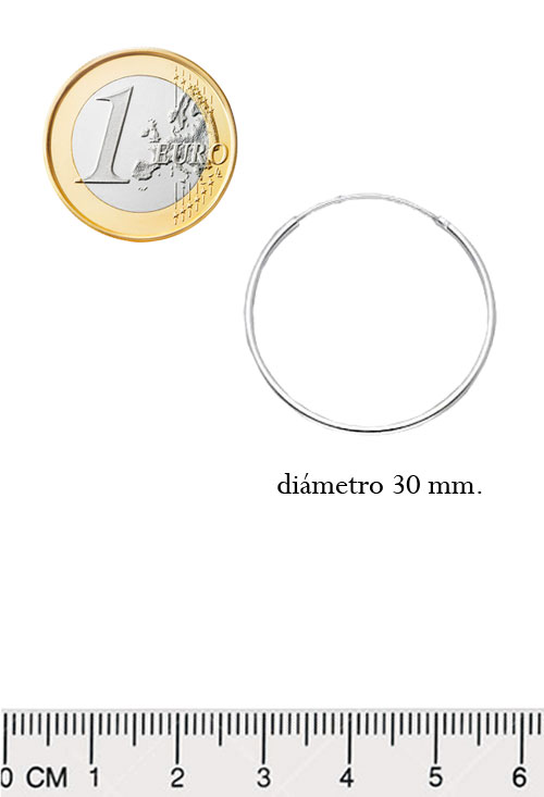Pendientes plata criollas de chanela redonda 30 mm 240_ARO1.5-30 pendientes de aro plata de ley 30 mm de diametro