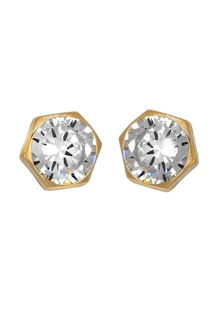 pendientes miña oro amarillo 9 ktes con circonita chaton hexagonal 292_9K14-911-0016