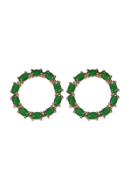 pendientes plata chapada diseño circular piedras verdes 295_PPBR34198