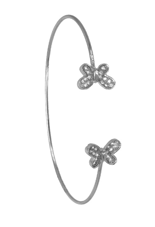 Pulsera plata rígida topes mariposas 295_PPUL16293 pulsera aro rigida con mariposas vista principal 295_PPUL16293