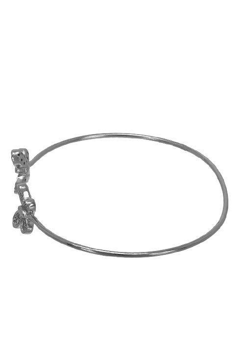 Pulsera plata rígida topes mariposas 295_PPUL16293 pulsera aro rigida con mariposas vista tumbada 295_PPUL16293_02
