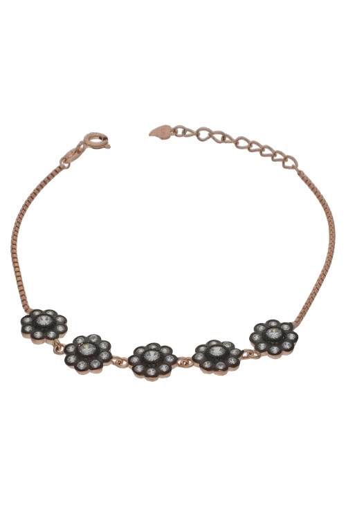 Pulsera plata chapada rosetas 295_PPUL17229 pulsera plata chapada en rosa rosetas art deco vista normalizada 295_PPUL17229_02