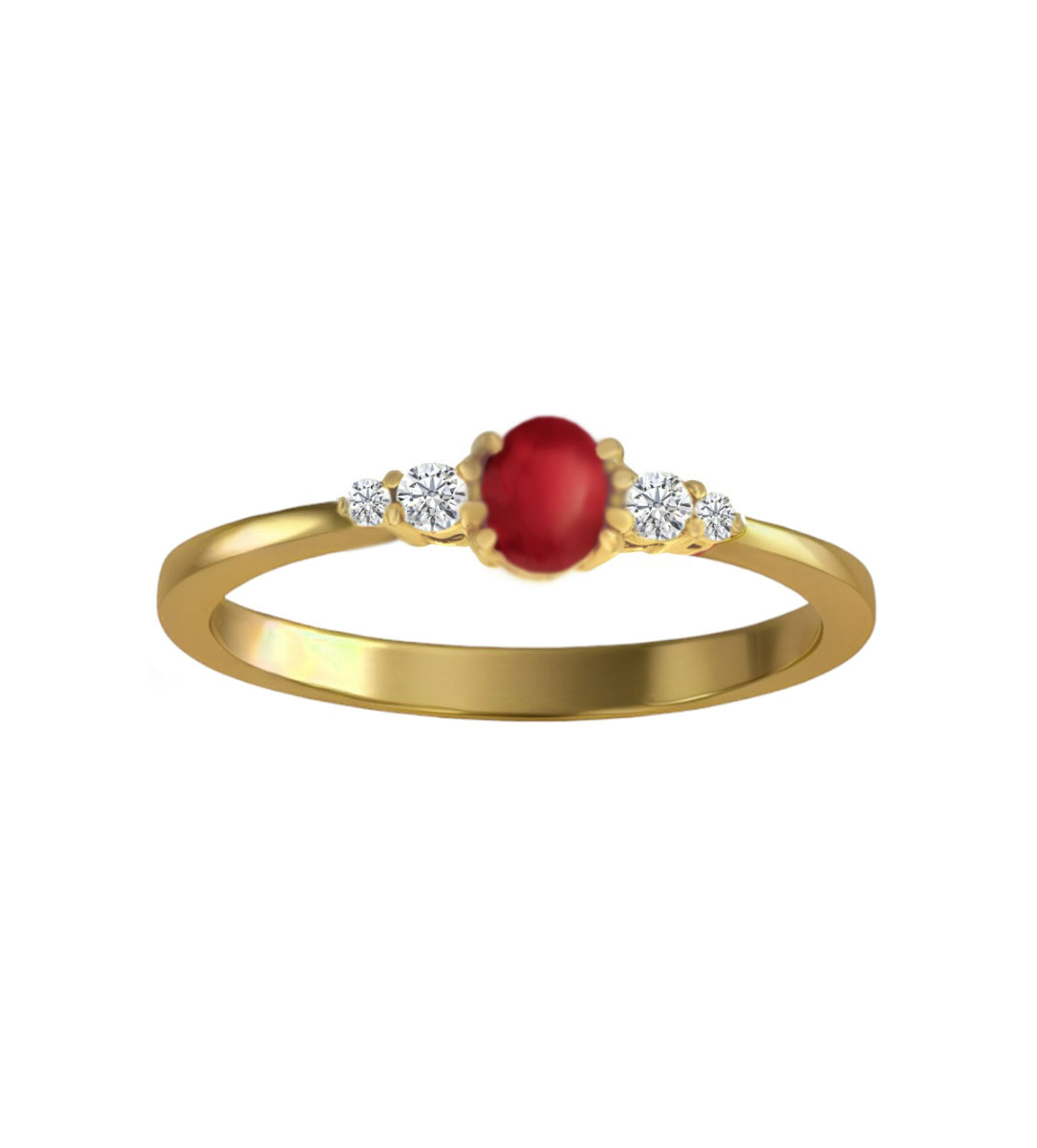 anillo de oro amarillo 18k con rubi y diamantes