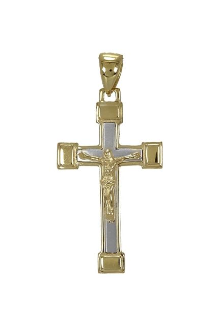 crucifijo oro blanco y amarillo vista frontal 243_602-00062