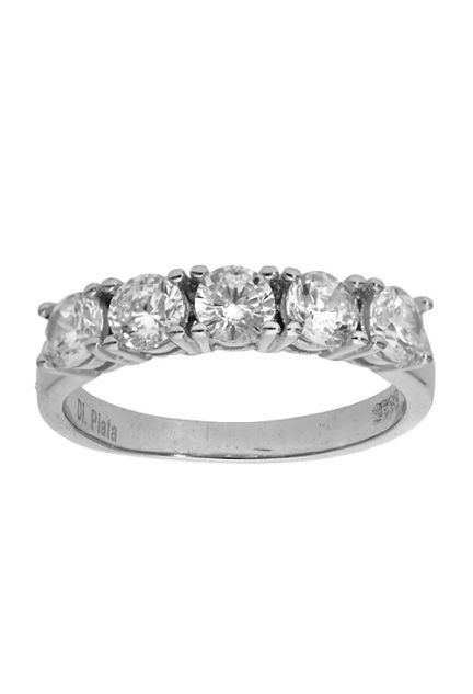 Medía alianza de plata con circones frontal