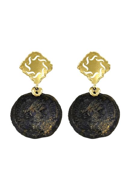 pendientes de oro con moneda de bronce a precio especial online vista frontal 095_446369