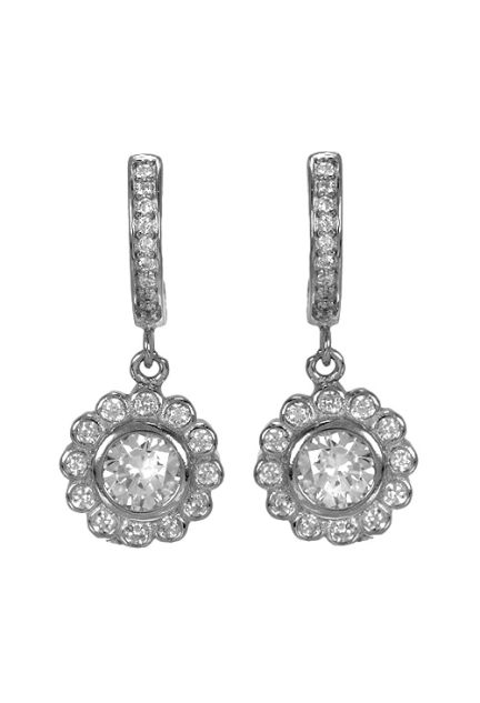 pendientes de plata roseta cordobesa con circonitas vistos de frente 295_PPBR34856