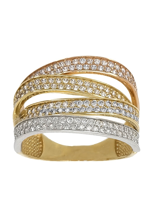 Anillo oro tricolor y circonitas 243_475-00695 anillo 4 bandas oro tricolor con circonitas vista frontal 243_475-00695