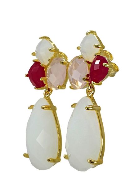 pendientes largos de plata chapada con piedras multicolores vista lateral 280_2022405_01