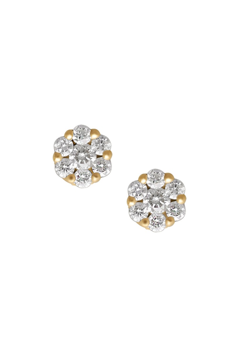 pendientes de oro amarillo 18 ktes con brillantes fotografia frontal