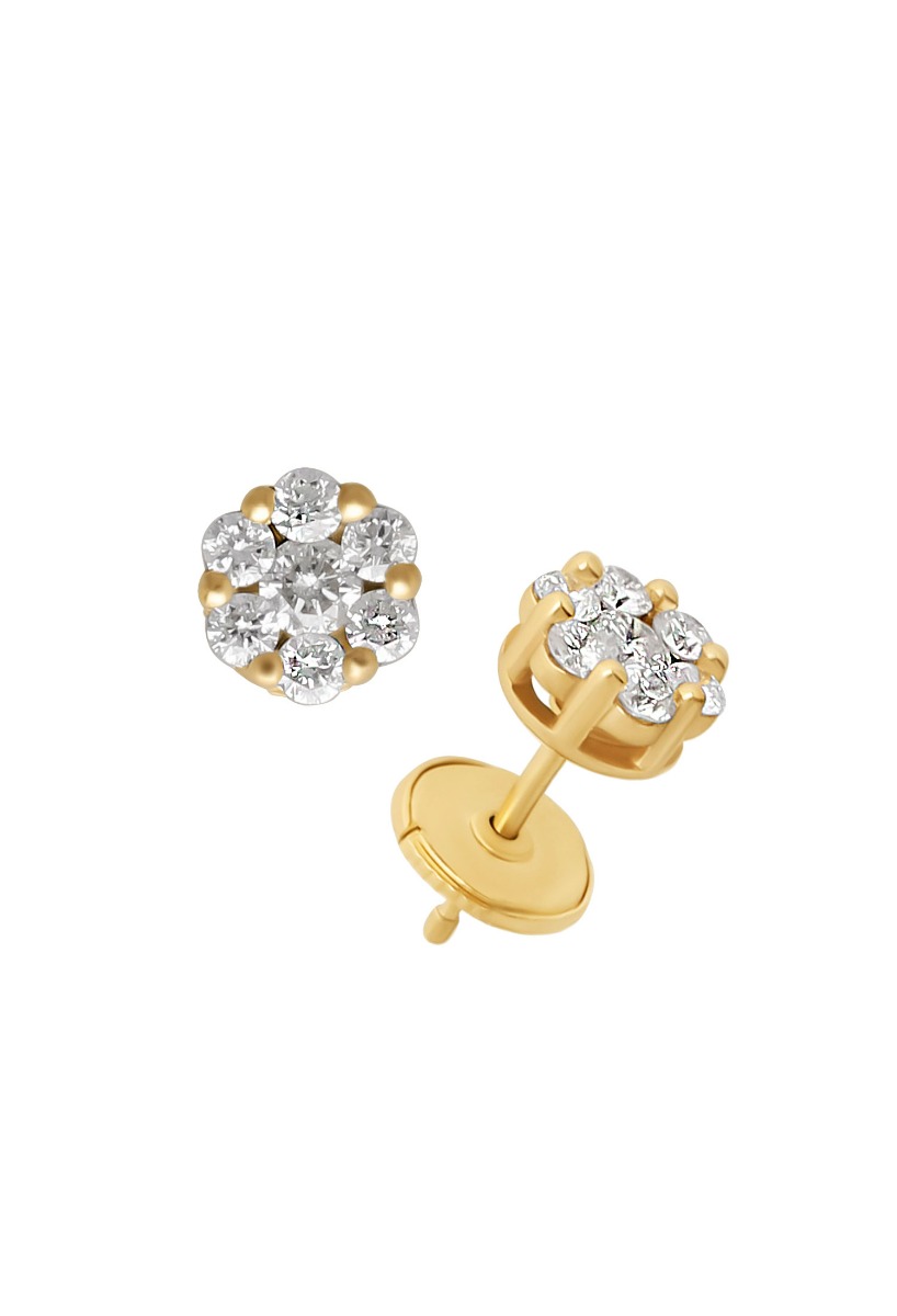Pendientes oro 18 ktes con brillantes 318_2-385-31 pendientes de oro amarillo 18 ktes con brillantes fotografia frontal y lateral
