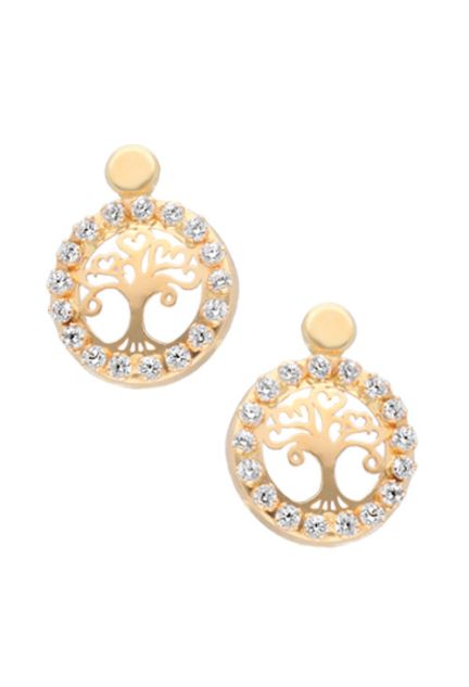 Pendientes oro 18 ktes árbol de la vida 030_2779 pendientes oro amarillo 18 kilates arbol de la vida foto frontal 030_2779