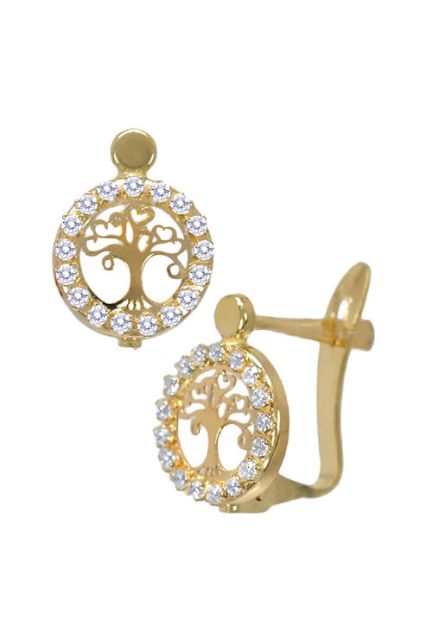 pendientes oro amarillo 18 kilates arbol de la vida foto lateral 030_2779_01