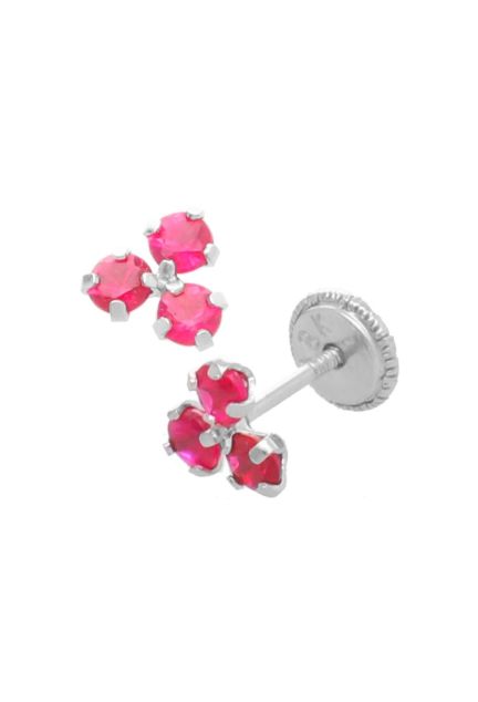 pendientes oro blanco y similes rubies vista frontal y lateral