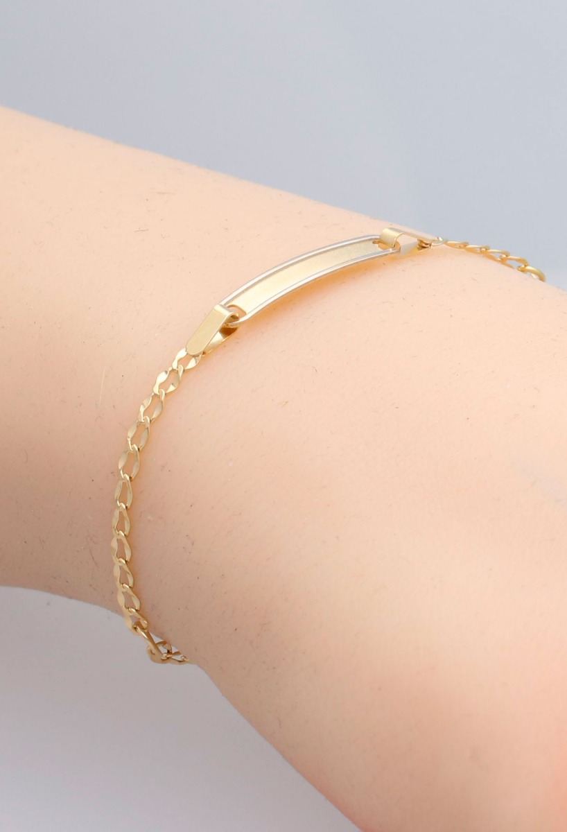 pulsera de oro 18 ktes con chapa para grabar destinada a recien nacida foto modelo 243_000-06611_02