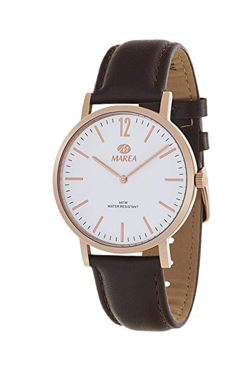 Reloj Marea con caja en acero chapado y correa de piel marrón B36123-4