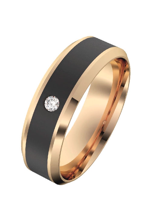 alianza de matrimonio oro rosa fibra de carbono y diamante 016_9226AC.3-OR
