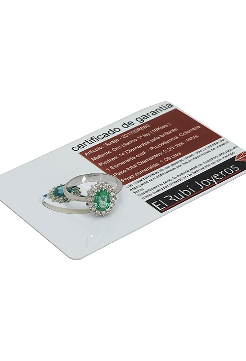 anillo oro blanco 18 kilates con esmeralda colombia y diamantes talla brillante a precio muy barato vista tarjeta garantia 289_340018SFEB_03