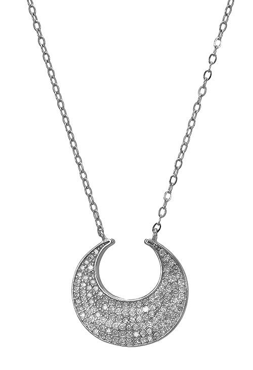 Gargantilla de plata luna cuajada de circonitas 280_2030833 gargantilla de plata media luna cuajada de circonitas visata frontal precio mujy barato 280_2030833