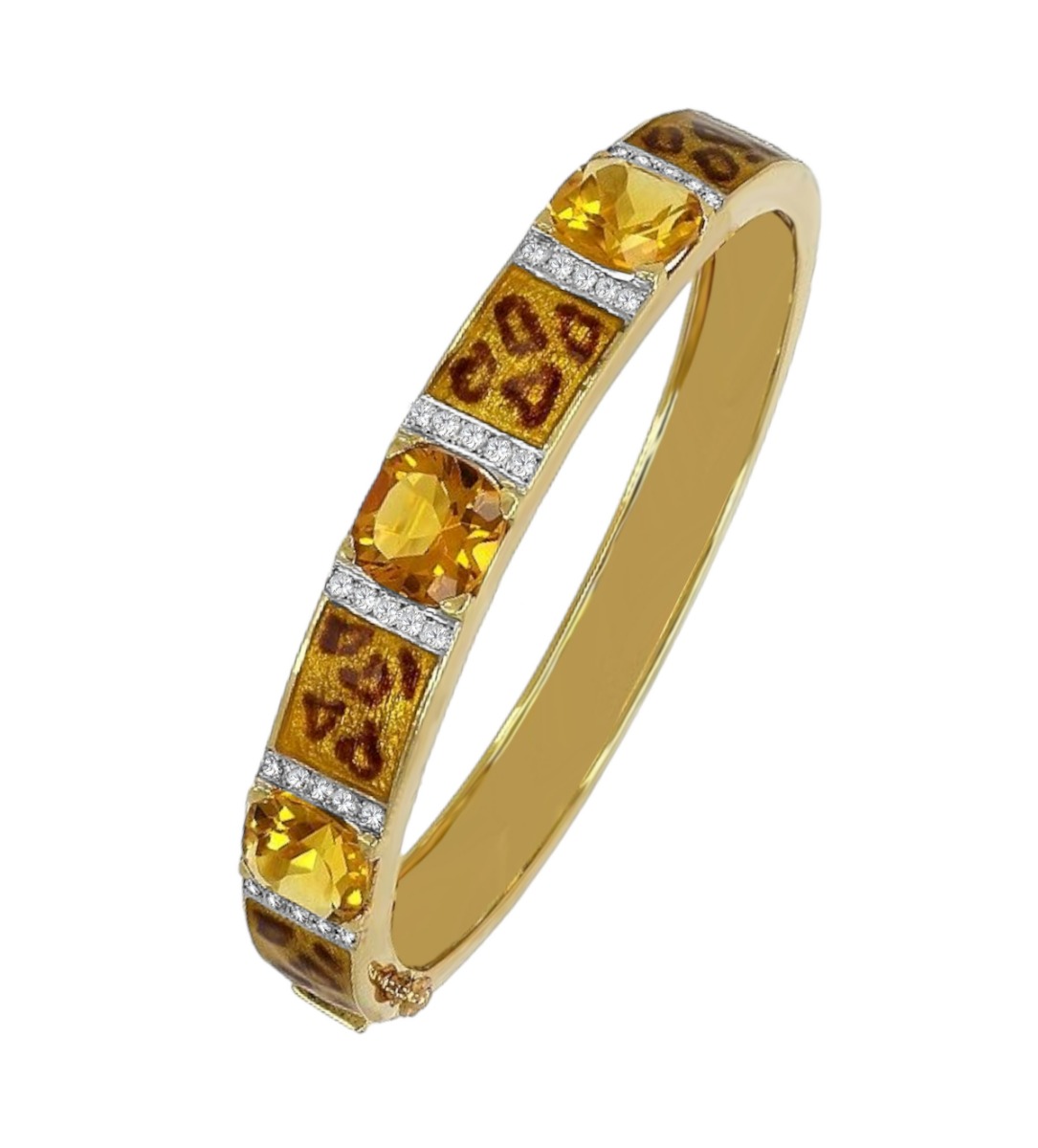 pulsera de oro citrinos y diamantes con esmalte a fuego piel de jaguar foto principal 111_JAGUAR-PUL