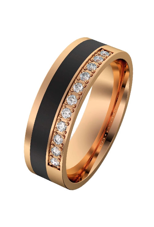 Alianza matrimonio de oro rosa fibra de carbono y diamantes 016_9246AC.11-OR