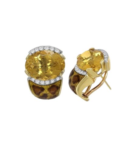 pendientes oro y diamantes esmalte a fuego piel de jaguar vista lateral 111_JAGUAR-PEN_01