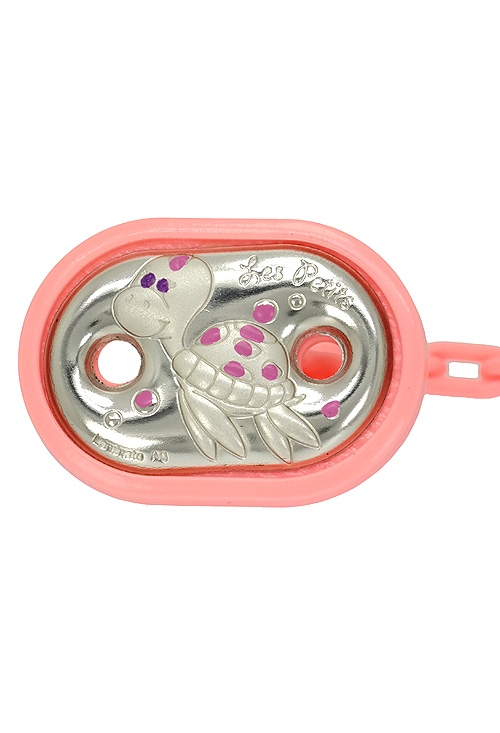 pinza para chupete color rosa indicado para niña adorno galapago en metal laminado en plata vista principal 088_00B5497-R_02