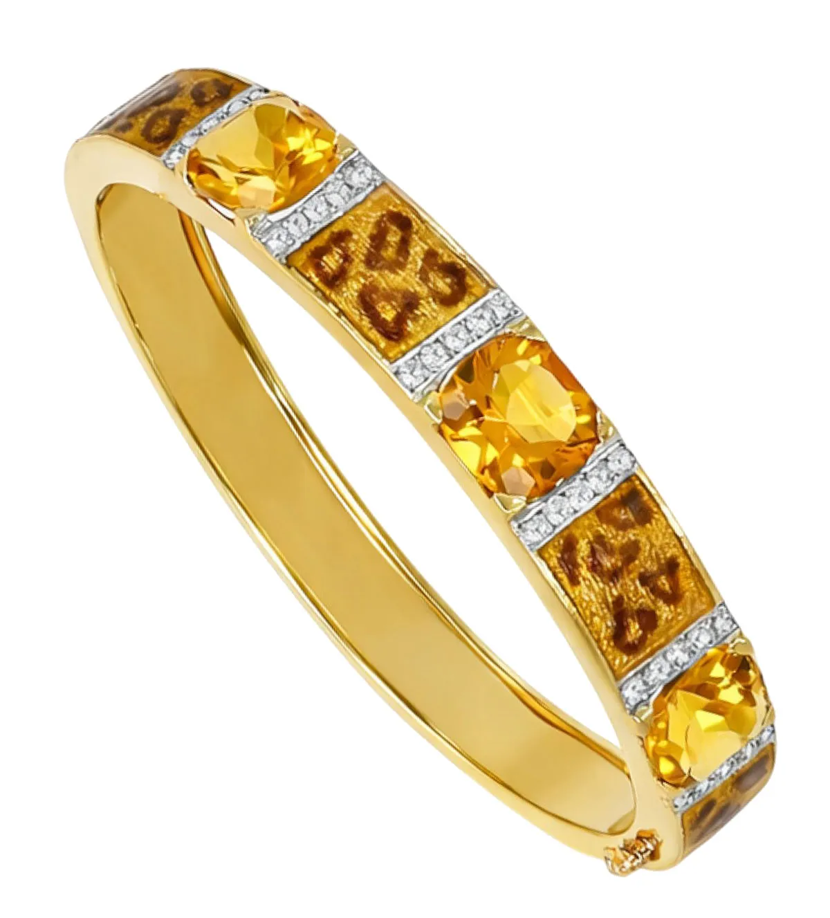 pulsera de oro 18 ktes esmaltada piel de jaguar con citrinos y brillantes 111_JAGUAR-PUL