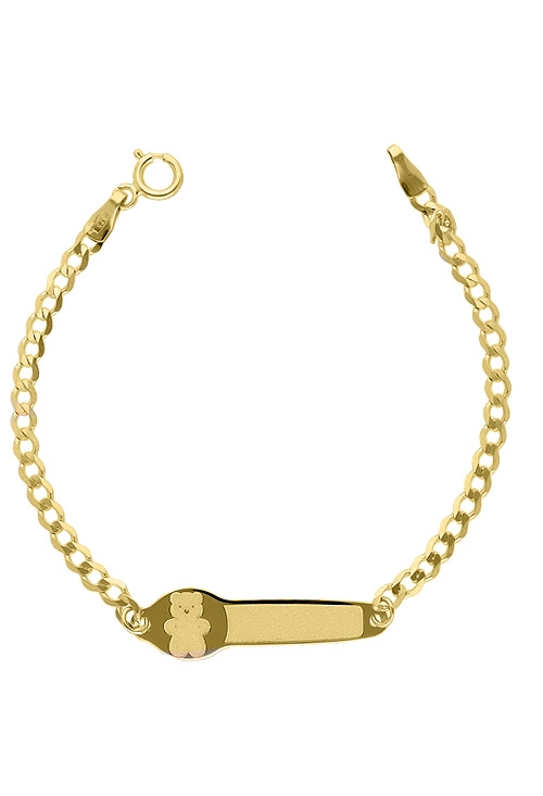pulsera oro amarillo 9 ktes para bebe chapa con osito precio barato vista cenital 045_9K48306522