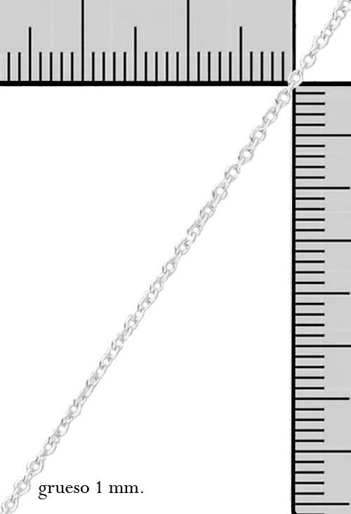 cadena oro blanco 18 kilates eslabones macizos forzados redondeados foto con meddias