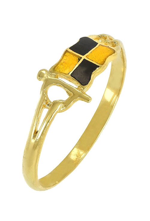 sortija de oro amarillo 18 ktes con bandera nautica colores esmaltados a fuego inicial L vista lateral 124_2000-B-L_01