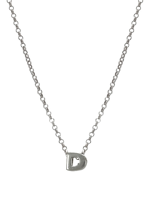 Gargantilla plata rodinada motivo inicial o nombre 266_026424-1-1-D gargantilla de plata inicial D 266_026424-1-1-D